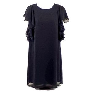 Lauren Conrad Black Beaded Flutter Sleeve Mini Shift Dress Womens Size 4 NWT
